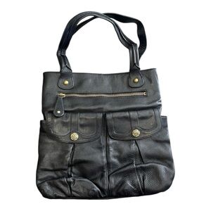 Rough Roses Black Genuine Leather Hobo Style Bag Shoulder Purse